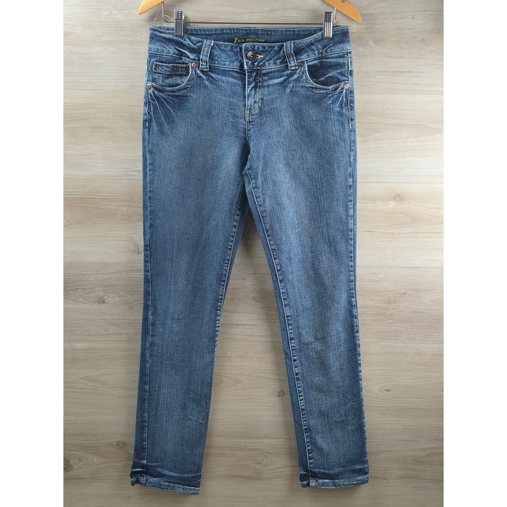 Zco Premium Jeans Women 13 Blue Excellent Straight Leg Embroidered Mid Rise